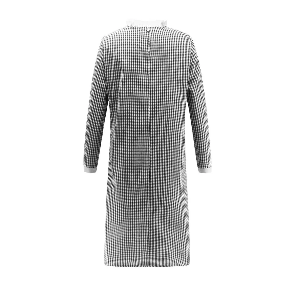 Robe femme Женский Повседневный халат обтягивающее платье с принтом в клетку рукавом
