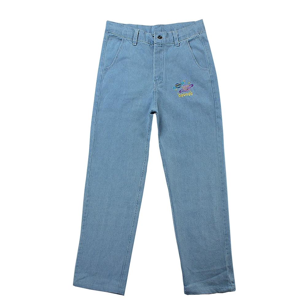 Новые поступления 2018 женские джинсы в консервативном стиле длинные прямые брюки