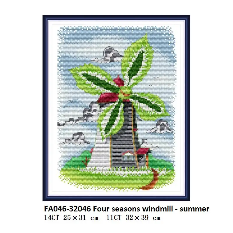 Cross Stitch FA046 Радость воскресенье четыре сезона мельница Вышивка крестом ткань аида 14ct 11ct Ptinted на холсте Счетный крест Наборы для вышивки - Цвет: Cross Stitch FA046