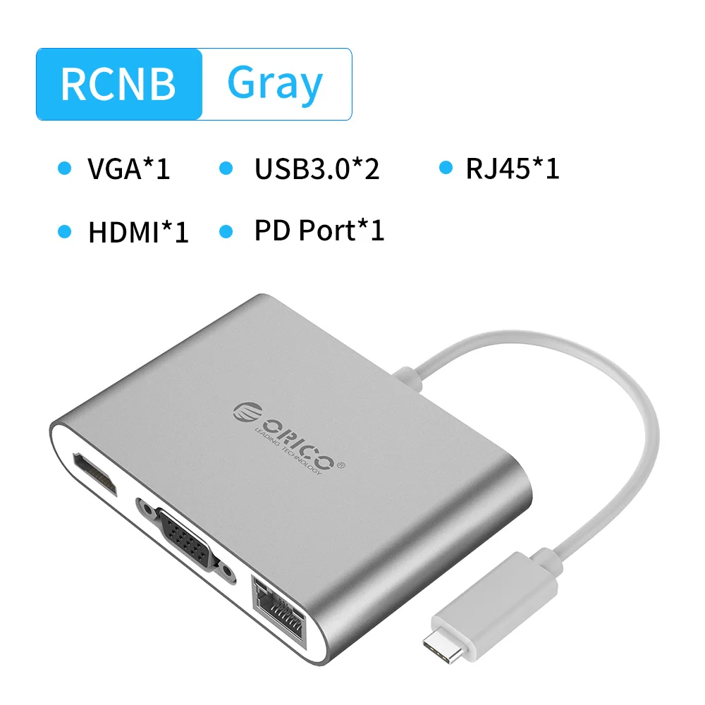 ORICO usb-хаб USB C к HDMI RJ45 VGA type-C PD адаптер для Mac/samsung Galaxy/huawei type C USB 3," концентратор