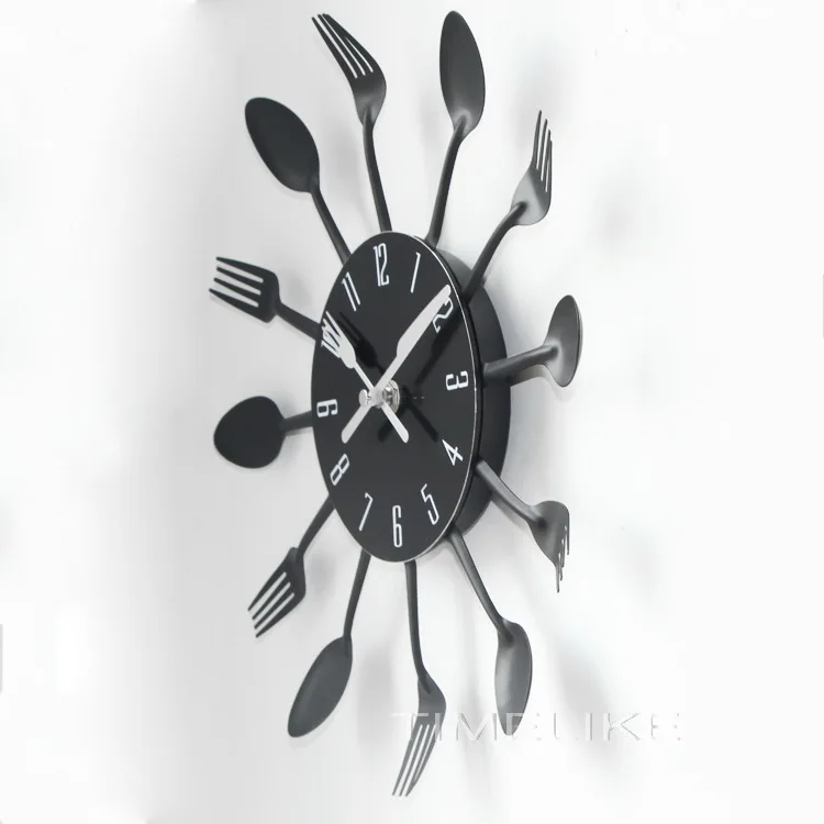 Fashion Metal Kitchen Wall Clocks New Arrivals Creative Spoon Fork European Quartz Modern Design Home Decor Clocks