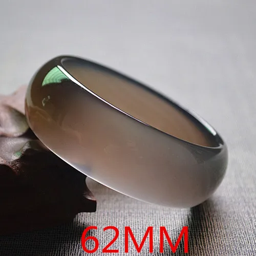 62MM Женские браслеты с широкими полосками, Прямая поставка, натуральные серые браслеты из халцедона, манжета для женщин, для помолвки, танцев, вечеринки, хорошее ювелирное изделие, подарок - Цвет камня: 62MM