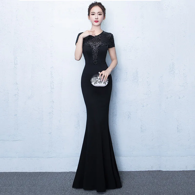 Красное блестящее платье с кристаллами и блестками короткий рукав Русалка