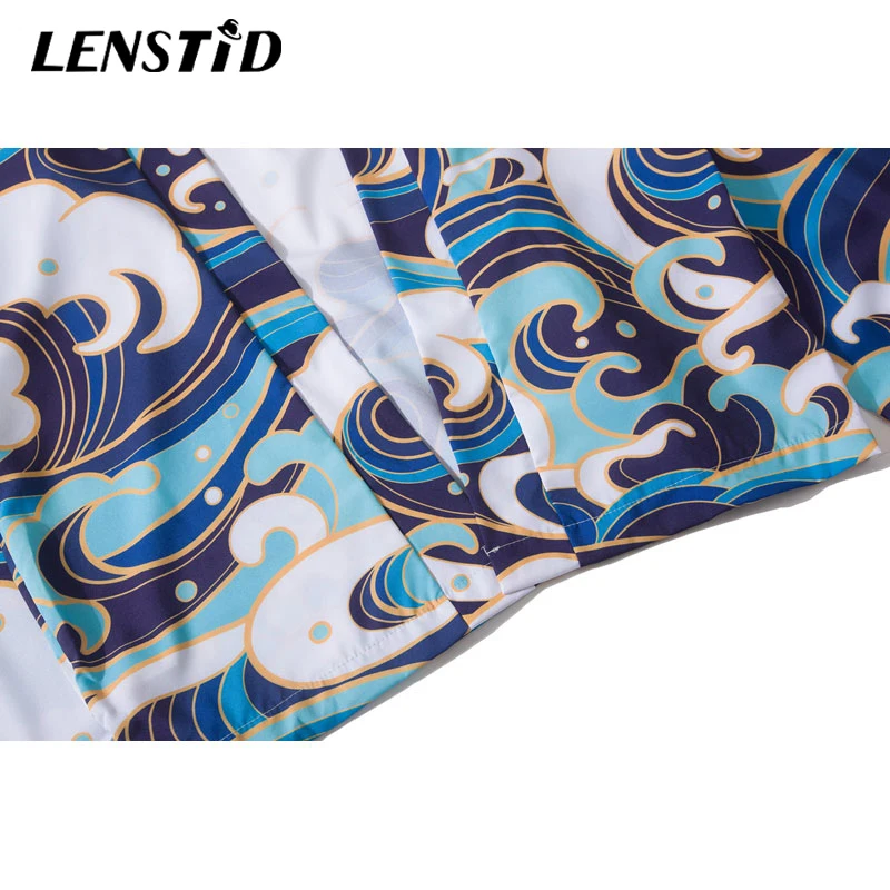 LENSTID японское кимоно с морскими волнами длинным рукавом тонкие куртки Harajuku