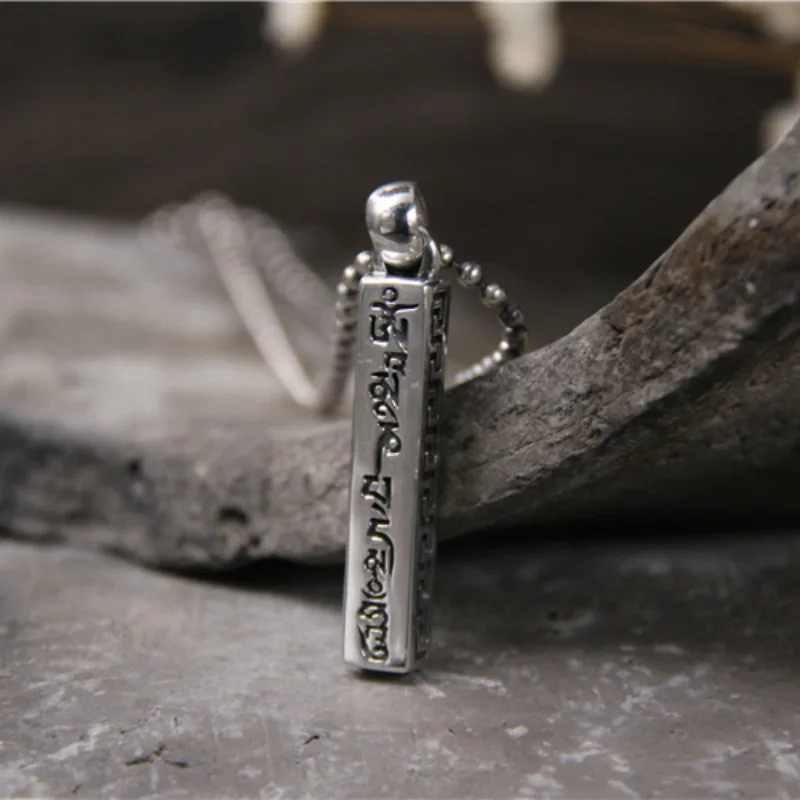 

925 Sterling Silver Six Words Mantras Eight Auspicious Amulet Pendants For Man OM MANI PAD ME HUM