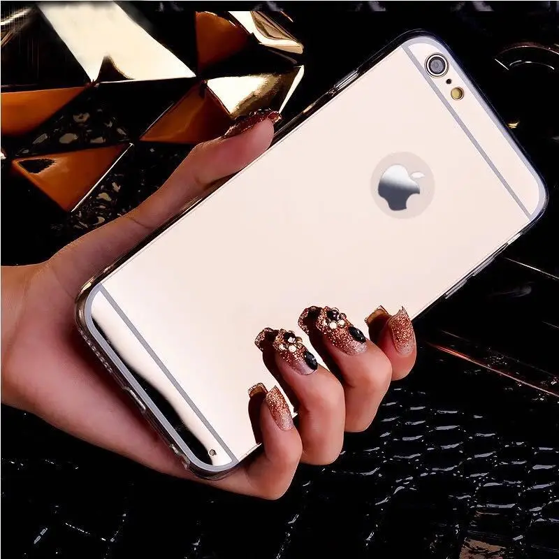 Роскошный зеркальный чехол из ТПУ с силиконовой рамкой для iphone 5S 5 SE 6 6S 7 Plus 4 7/5 '