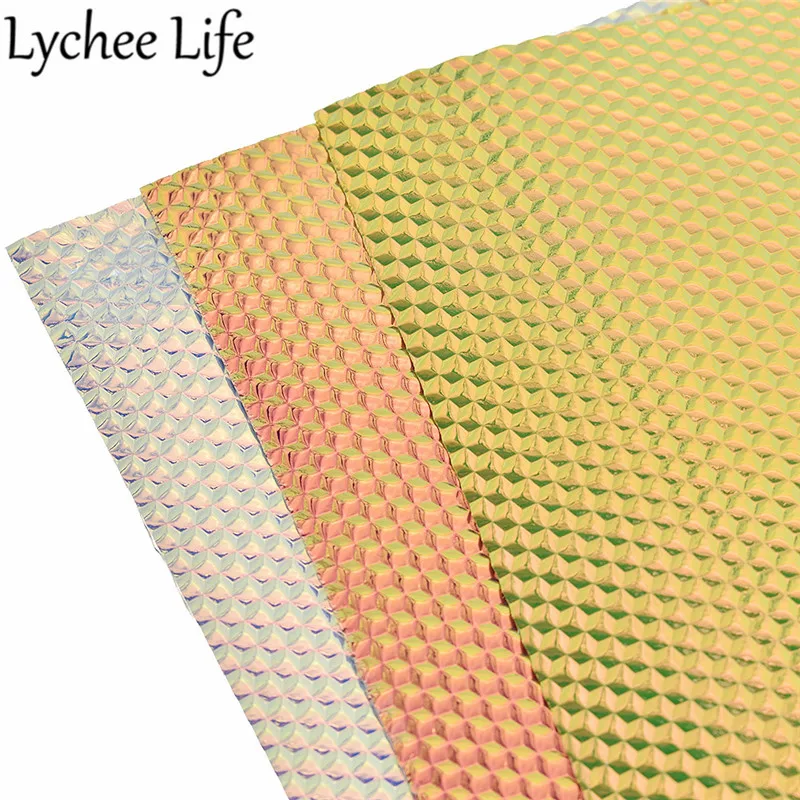Lychee Life Cube голографическая Синтетическая кожаная ткань A4 29x21 см PU Ткань DIY современная ткань для пошива домашней одежды аксессуары для одежды