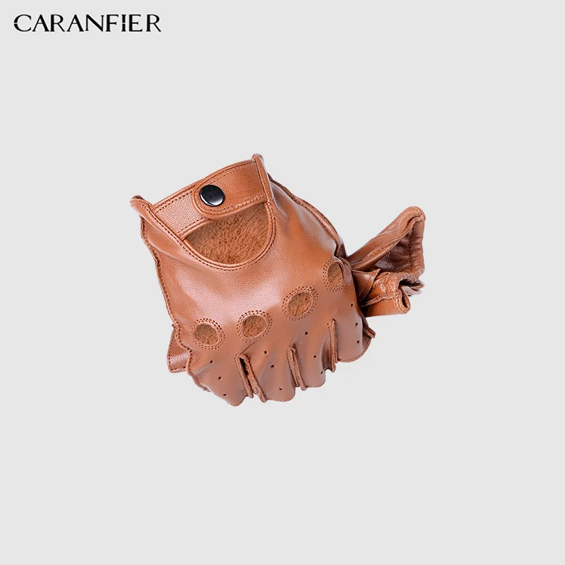 Перчатки CARANFIERI мужские из натуральной кожи Нескользящие овечьей без пальцев для
