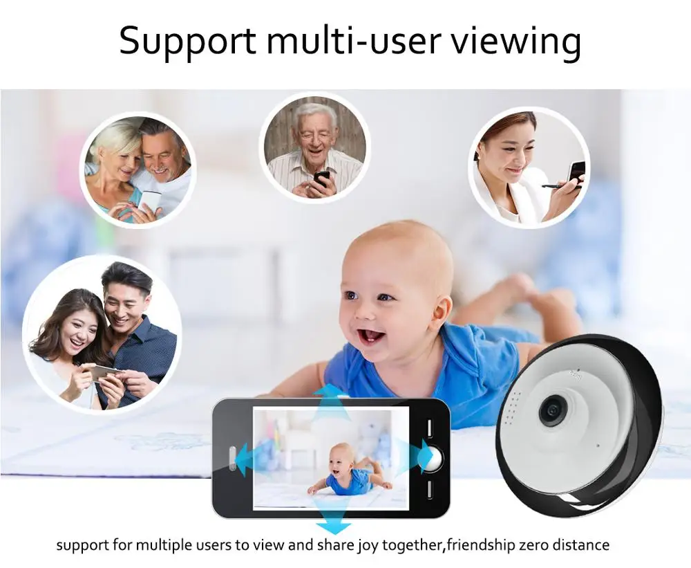 AOUERTK 360 градусов Двусторонняя аудио панорамная Wi-Fi 1.3MP день и ночь Беспроводная