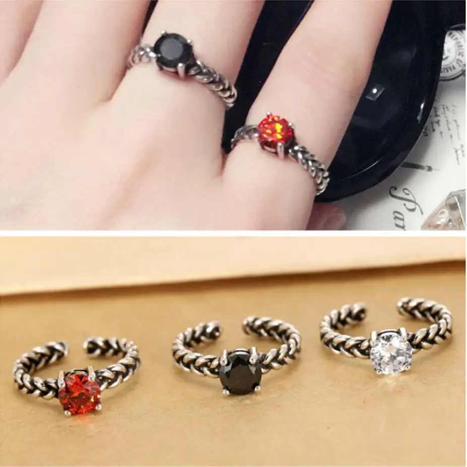 Простой дикий модный кольца из стерлингового серебра 925 для женщин с