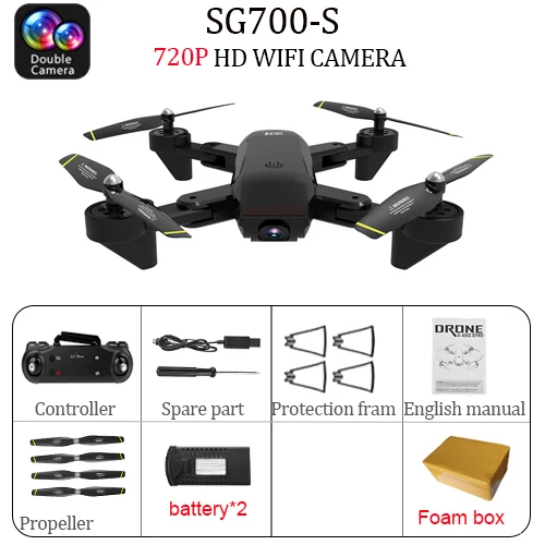 B 720p 2B SG700-S Дрон 2,4 Ghz 4CH широкоугольный WiFi 4K оптический поток двойная камера RC вертолет RC Квадрокоптер для селфи, Дрон с камерой HD - Цвет: B 720p 2B