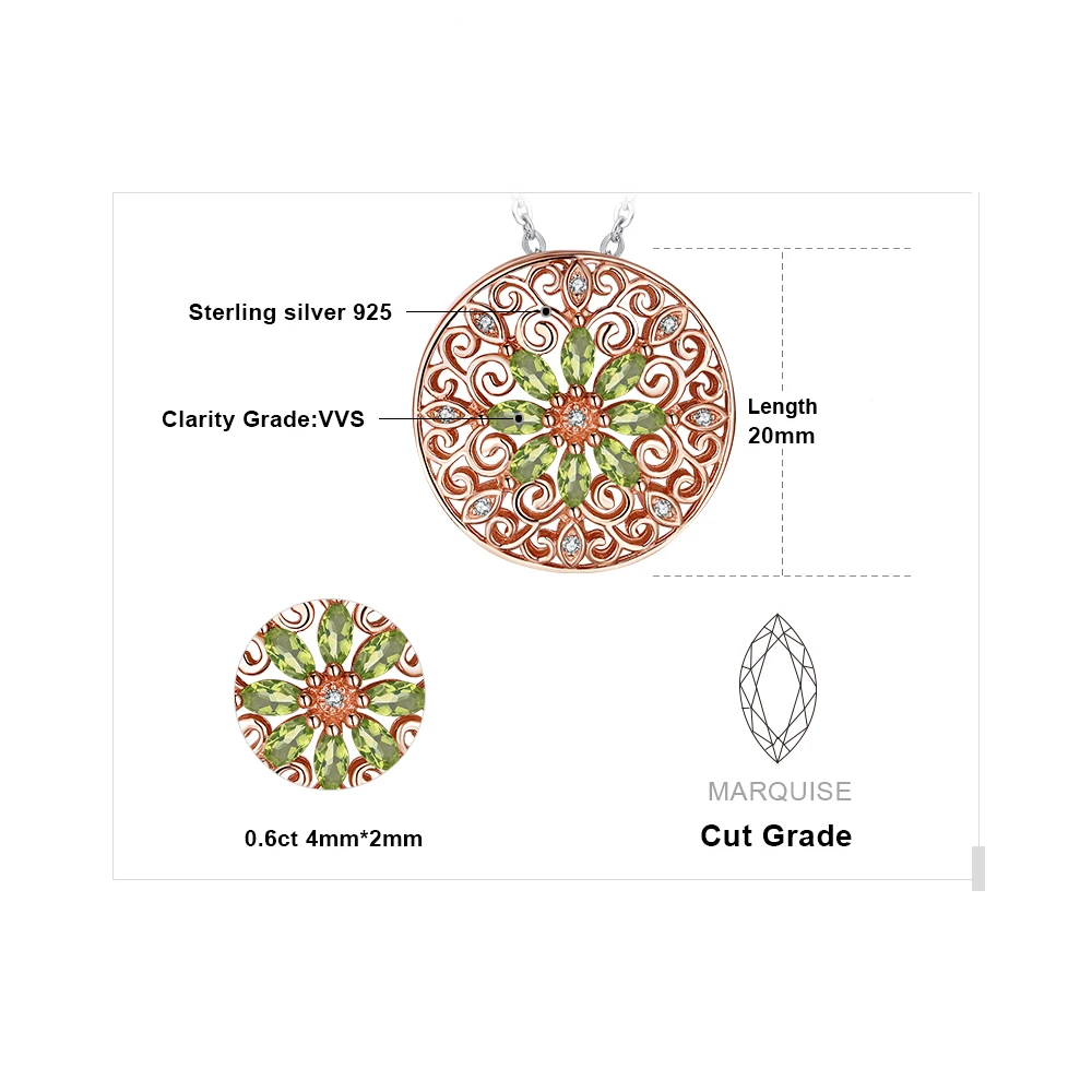 Jдворца натуральный кулон из перидота ожерелье стерлингового серебра 925 пробы
