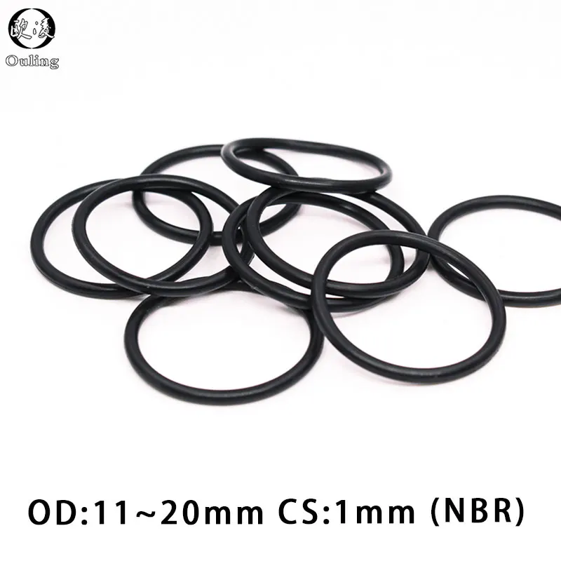 

50PCS/lot Rubber Ring NBR Sealing O-Ring 1mm Thickness OD11/12/13/14/15/16/17/18/19/20mm O Ring Seal Nitrile Gasket Oil Rings