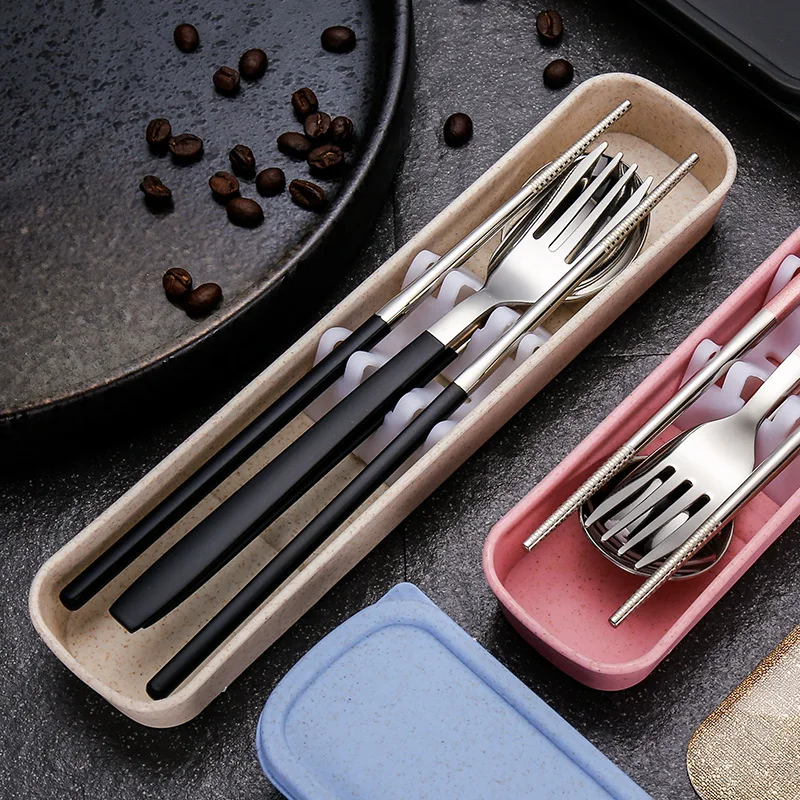 Портативный набор столовых приборов из нержавеющей стали SUS304 3 шт. вилка палочка