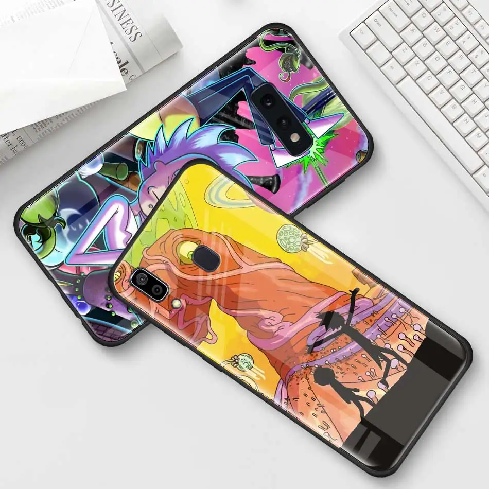 Рик и Морти чехол из закаленного стекла для samsung Galaxy S10 S10e S9 S8 S10 Plus Note 9 A50 A30