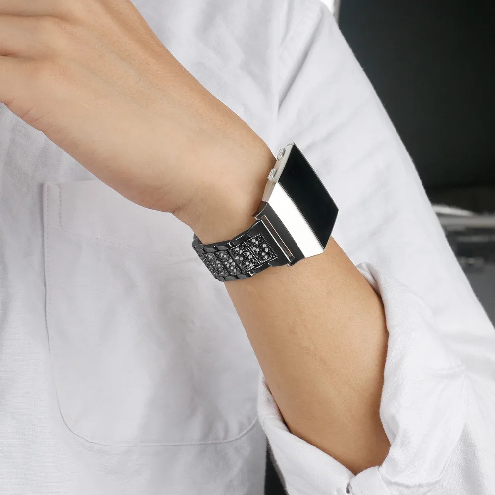 Роскошный браслет из нержавеющей стали со стразами ремешок на запястье для Fitbit
