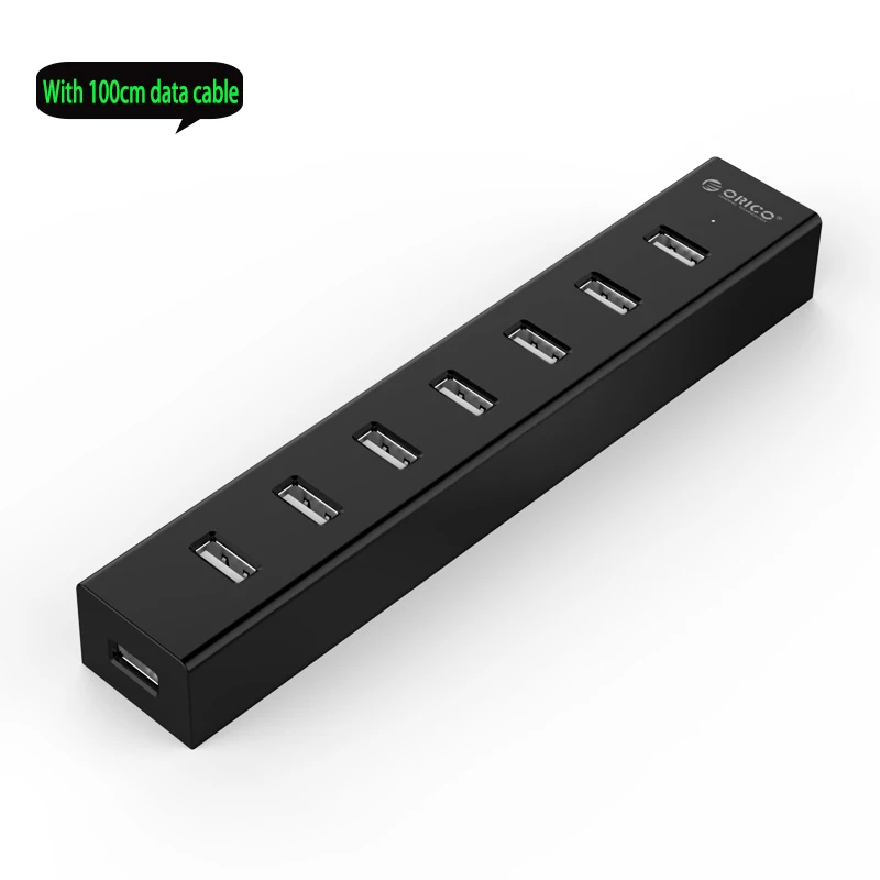 Распродажа usb-хаб 7 портов разветвитель 2,0 хаб для ноутбуков MAC идеально с кабелем для передачи данных 100 см/30 см - Цвет: Black with 1m cable
