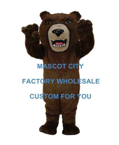 Fierce Brown Grizzly Mascot Costume Stage Performance Costumes Props Outfit Suit Fancy Dress With Mini fan and Helmet SW529