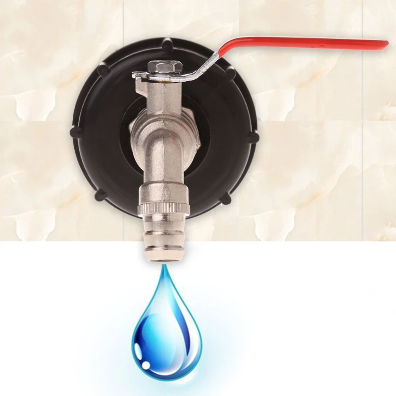 

IBC Tote Tank Food Grade Drain Adapter 2.36" Coarse Thread To 3/4" Brass Hose Faucet Valve