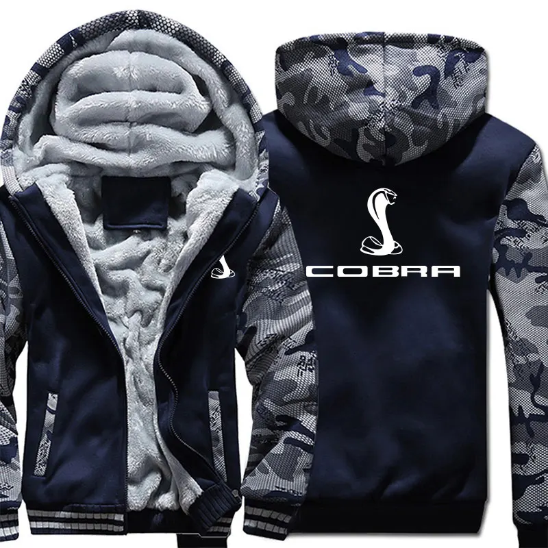 Осенне-зимняя утепленная мужская одежда COBRA свитшоты с капюшоном на молнии