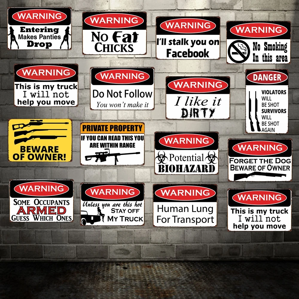 [WellCraft] Остерегайтесь пулемет собака Забавный металлический знак старый