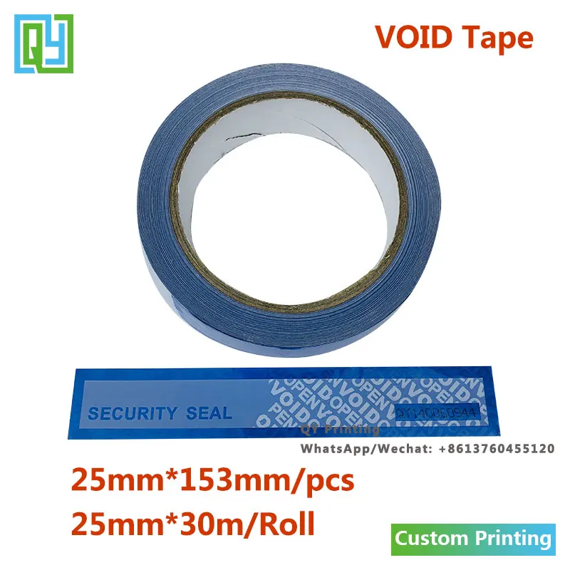 25mmx30m/Roll Tamper Evident Tape Envelope Box Sealing Tapes Warranty Void Open Security Seal Perforated Serial Number Seals