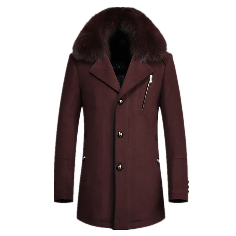 

2019 New Autumn And Winter Style Dress Fashion Slim Really Fox Fur Wool Coat Jacket Detachable Fur Collar Overcoat Size M-4XL