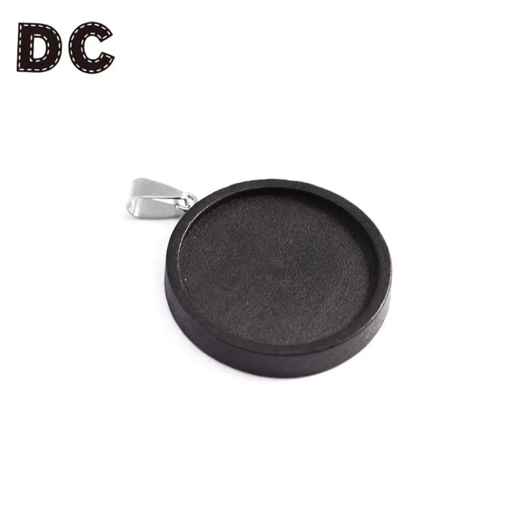 black 30mm Постоянный ток, 8 шт. круглый коричневый дерево Кабошон Базовые настройки 25/30 мм Диаметр пустой оправы для кулонов, сделай сам, ювелирное изделие обрамление для ожерелье решений - Цвет: black 30mm