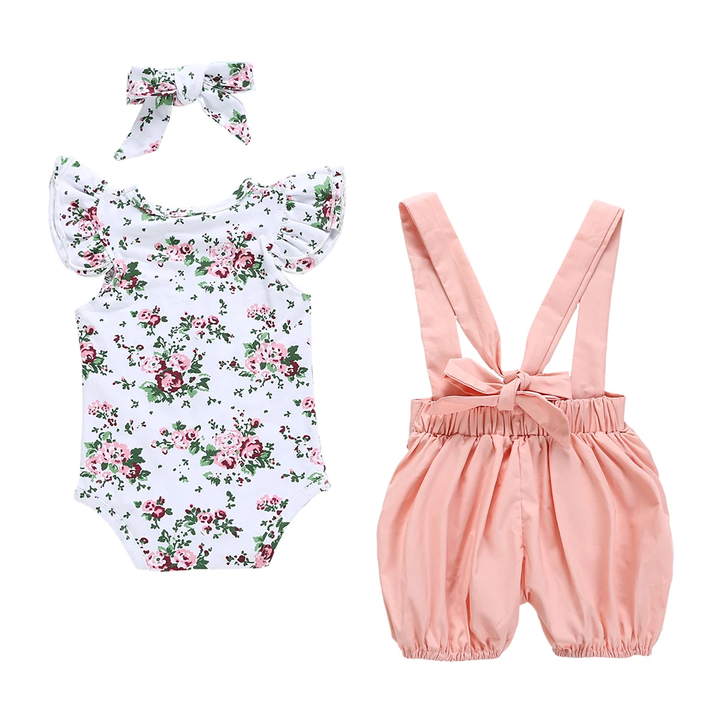 Комплект из 3 предметов для маленьких девочек летний топ с короткими рукавами и