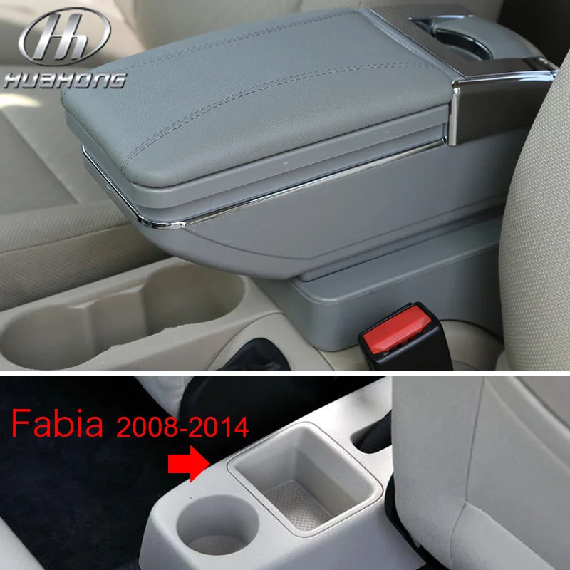 08-14 Gray Vtear для Skoda Fabia/fabia 2 подлокотник коробка центральный магазин содержимое коробка подстаканник интерьер автомобиля-Стайлинг украшения аксессуары 08-17 - Название цвета: 08-14 Gray