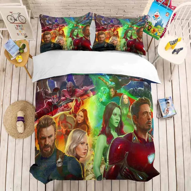 10 Мстители Железный человек 3D beding набор Marvel супер герой пододеяльники наволочки одеяла постельные принадлежности Капитан Marvel - Цвет: 10