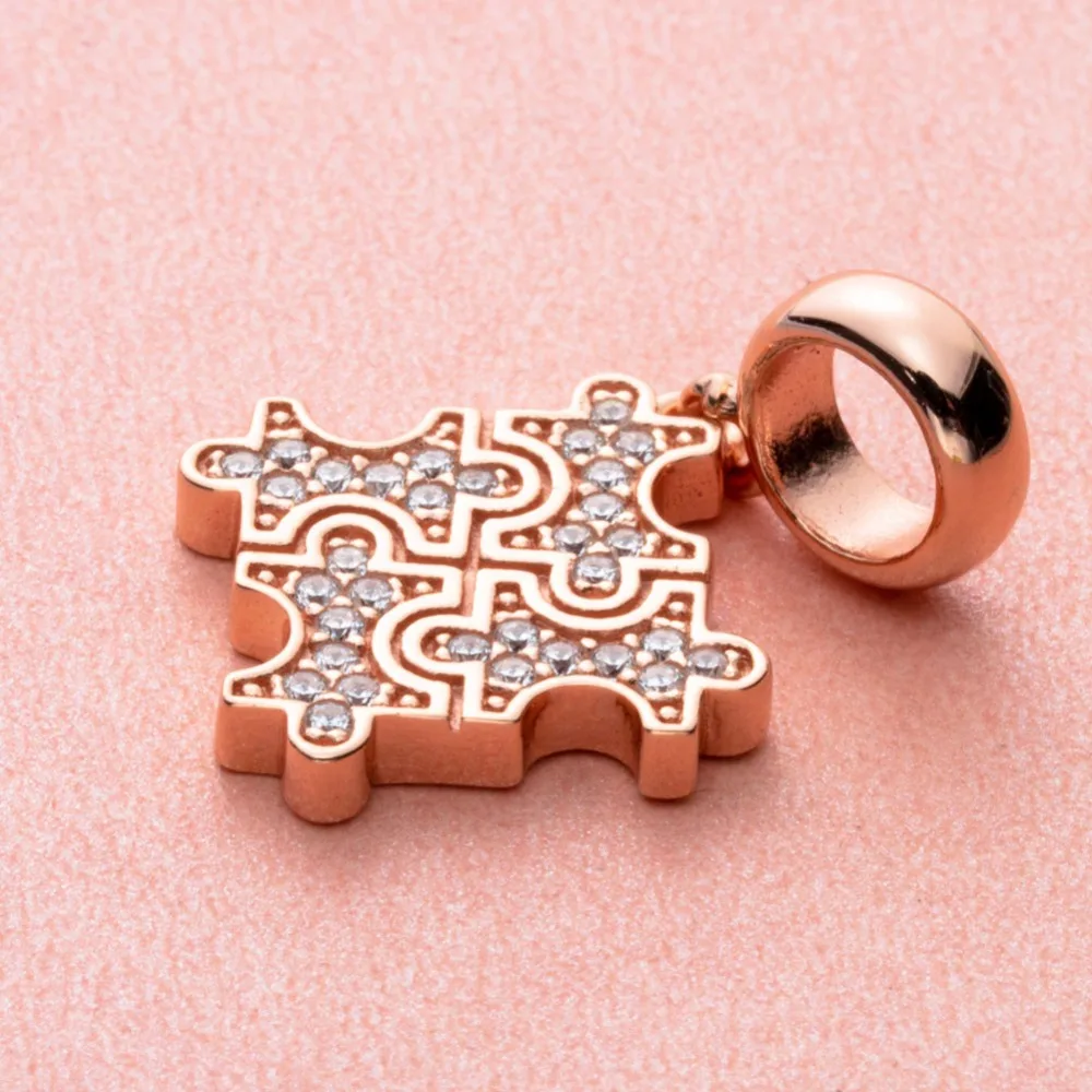 Choruslove Autism паззл мотаться Шарм 925 пробы серебро любовь сердце бусы fit Pandora