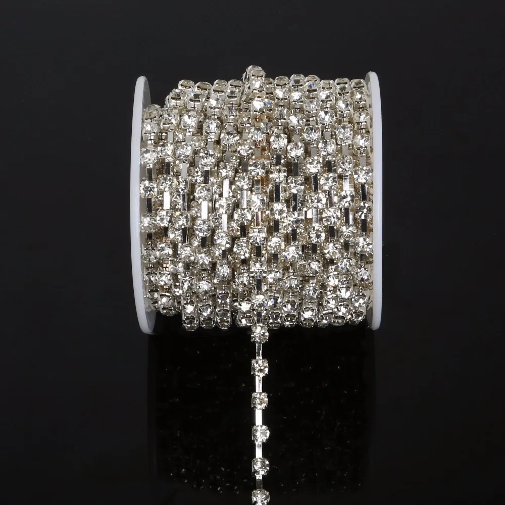 10 ярдов/рулон прозрачный кристалл для шитья одежды с родиевым основанием