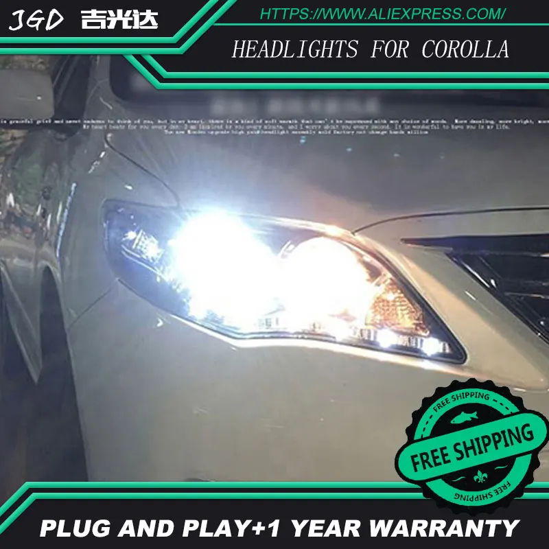 Автомобильный Стайлинг Головной фонарь для TOYOTA COROLLA 2011-2013 фары светодиодный фонарь ангельские глазки DRL Биксеноновые линзы HID