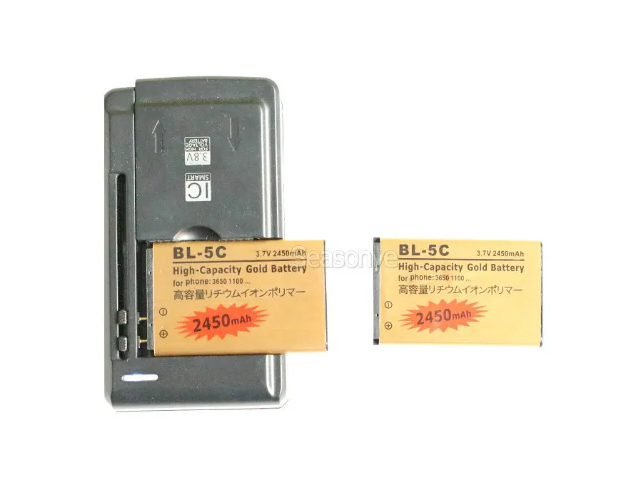 Seasonye 2x2450 мА/ч BL 5C BL5C Золото Замена Батарея + Универсальный Зарядное устройство для