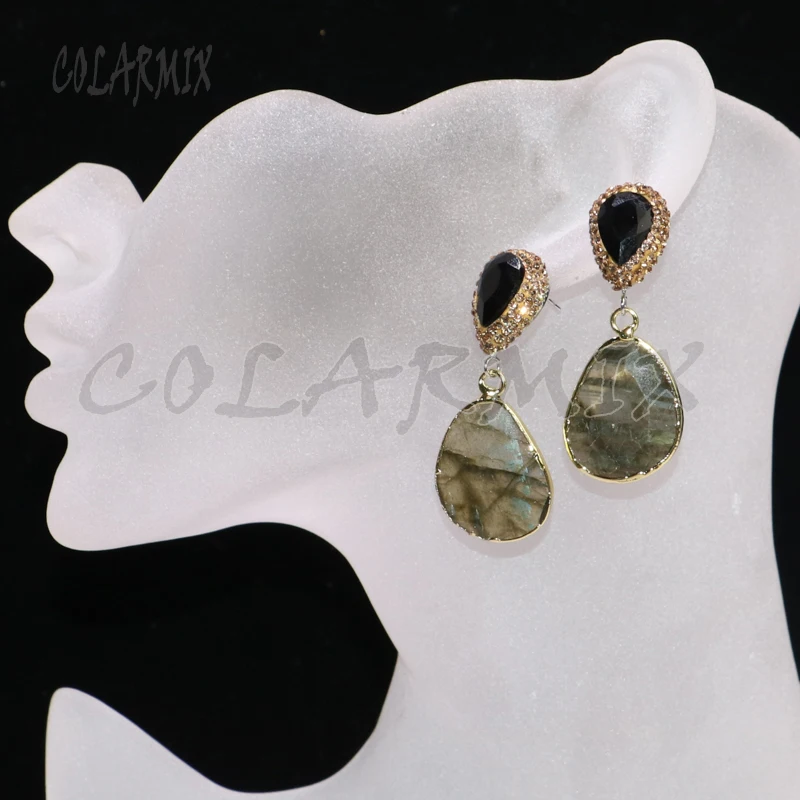 Женские серьги с Луной и лабрадоритом 5 пар ювелирное изделие камнями подарочные