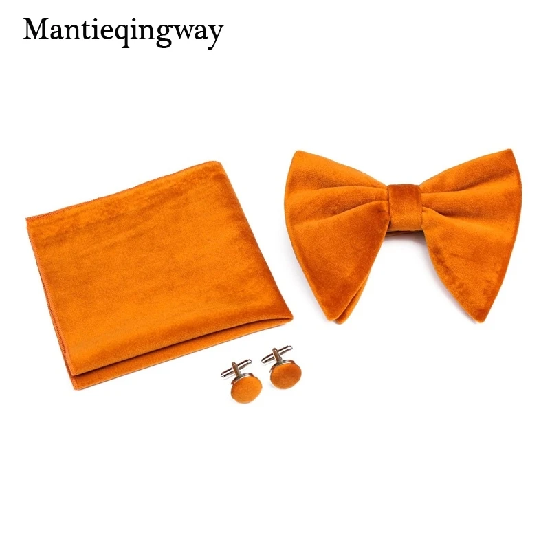 Mantieqingway большие галстуки для мужчин с бантом из плотного бархата Галстуки для свадьба брак сплошной Цвет Bowknots из платье с поясом галстук-бабочка