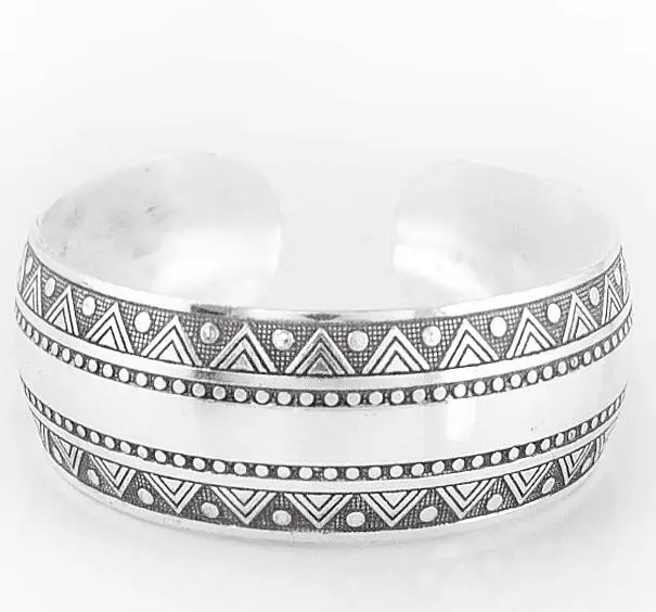 Artilady boho antic Серебряный Браслет-манжета медный браслет в богемном стиле Анталья резной узор массивный браслет - Окраска металла: 2