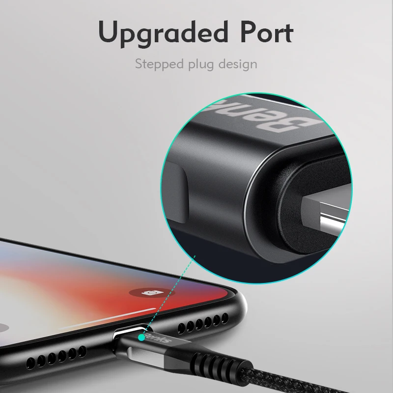 Benks D26 USB кабель для передачи данных 3A быстрое зарядное устройство зарядный шнур
