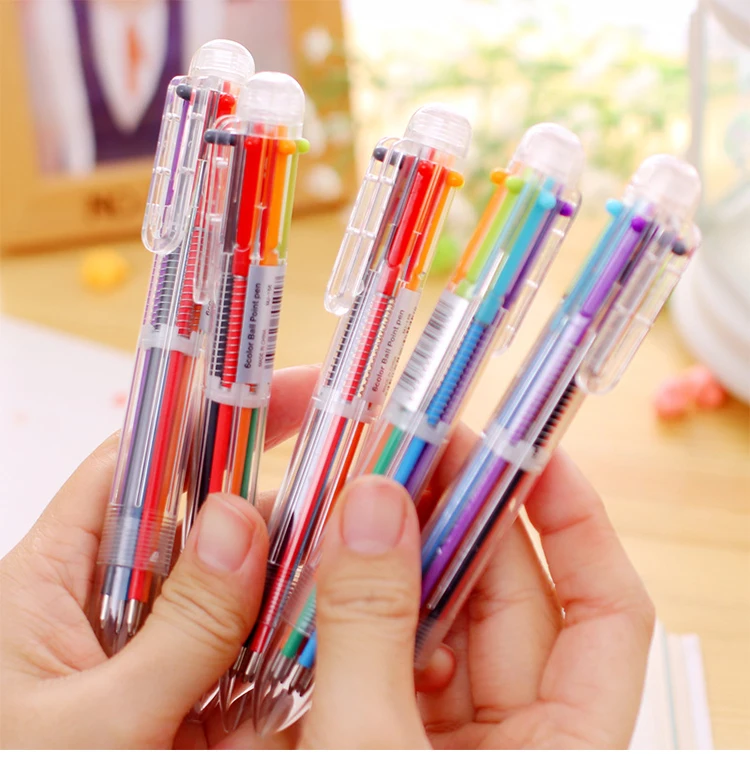 6 цветов многоцветная шариковая ручка многофункциональная масляная
