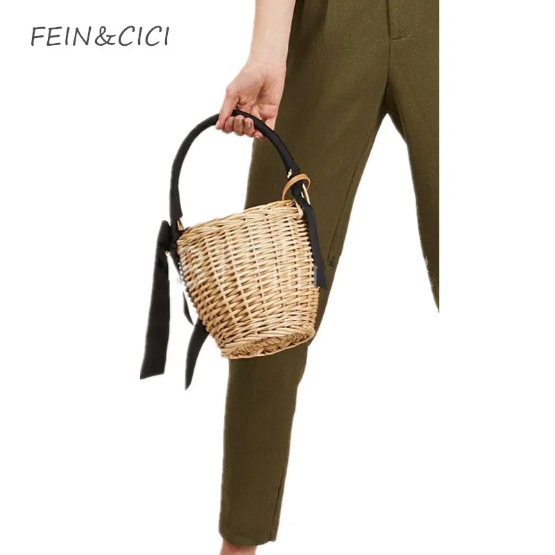 Пляжная соломенная сумка плетеная корзина для женщин сумки в стиле бохо Лето 2017