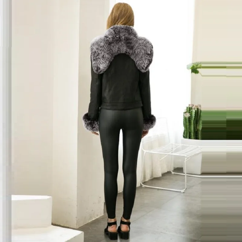 2017 Искусственный мех пальто Для женщин короткие большой меховой воротник теплый