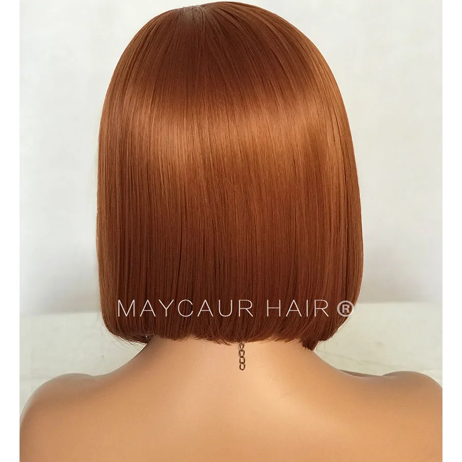 Maycaur короткий Боб синтетические кружевные передние парики естественные волосы