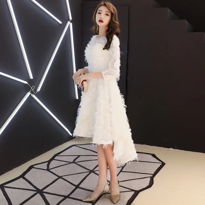 Белое вечернее платье weiyin элегантное ТРАПЕЦИЕВИДНОЕ ПЛАТЬЕ длиной до колена с