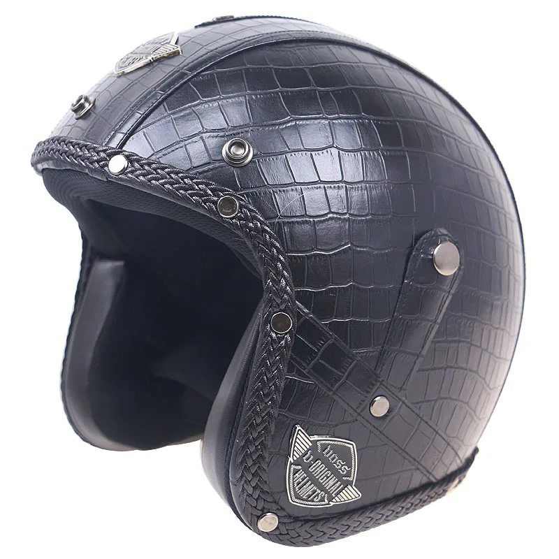 Модные шлемы из искусственной кожи 3/4 шлем для мотоцикла и велосипеда чоппера