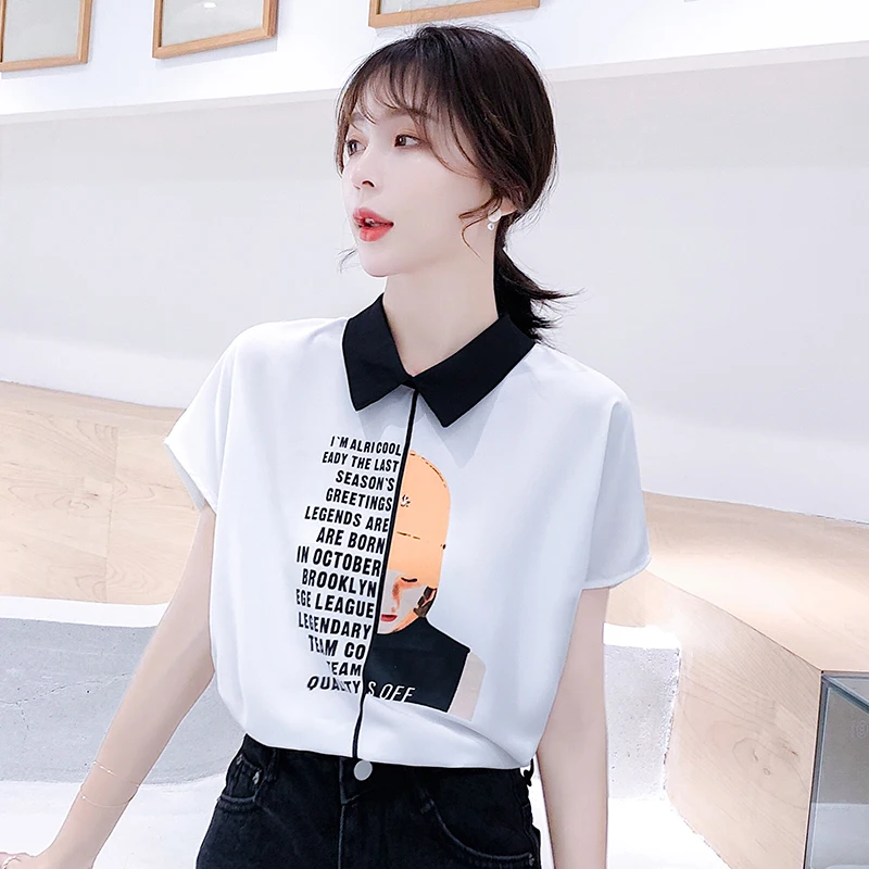 

women blouse shirt patchwork Women Printed Chiffon Blouse Shirt Tops 2019 New Summer Shirt Casual Chiffon Blouse Blusas