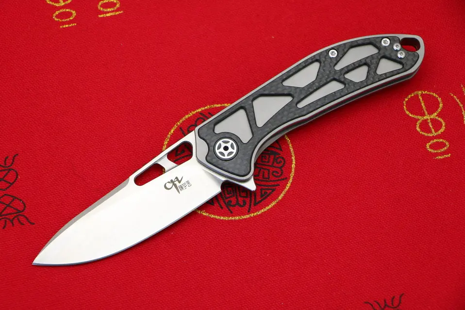 silver CH3509 дизайн D2 лезвие Титан из углеродного волокна с титановой ручкой уличный походный охотничий pocke Ножи Инструмент повседневного ношения - Цвет: silver