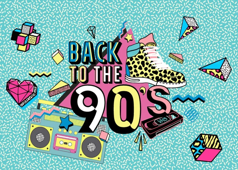 DePhoto Vinyl Photographic Background Back to the 90s Hip-Hop Backdrop Party Themed Decoration for Photography Studio | Электроника