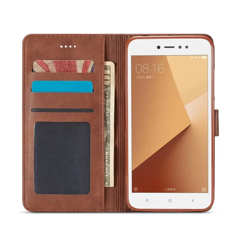 Слот для карты Винтаж кожа флип книги чехол Coque Xiaomi Redmi Nota 5A бумажник телефон