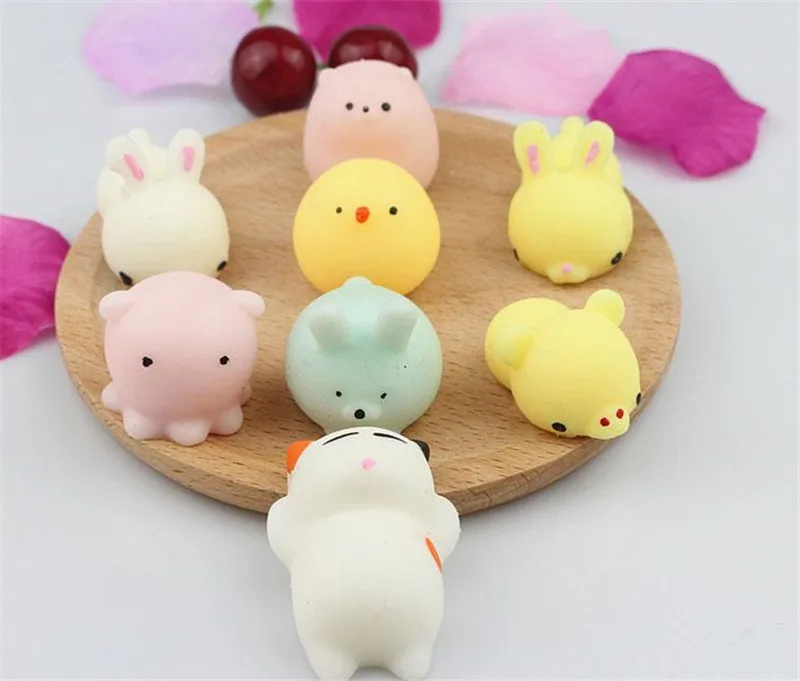 3D Soft Squishy Toys Cat Panda Chick Rabbit Unicorn Bear Stretchy Squeeze Relieve Stress Paste on Phone Case with Retail Package | Мобильные